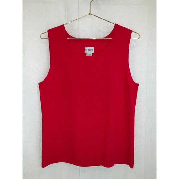 Chico's Scoop neck Tank top Zen Karma SL Knit Red size 1 Medium - Picture 1 of 4